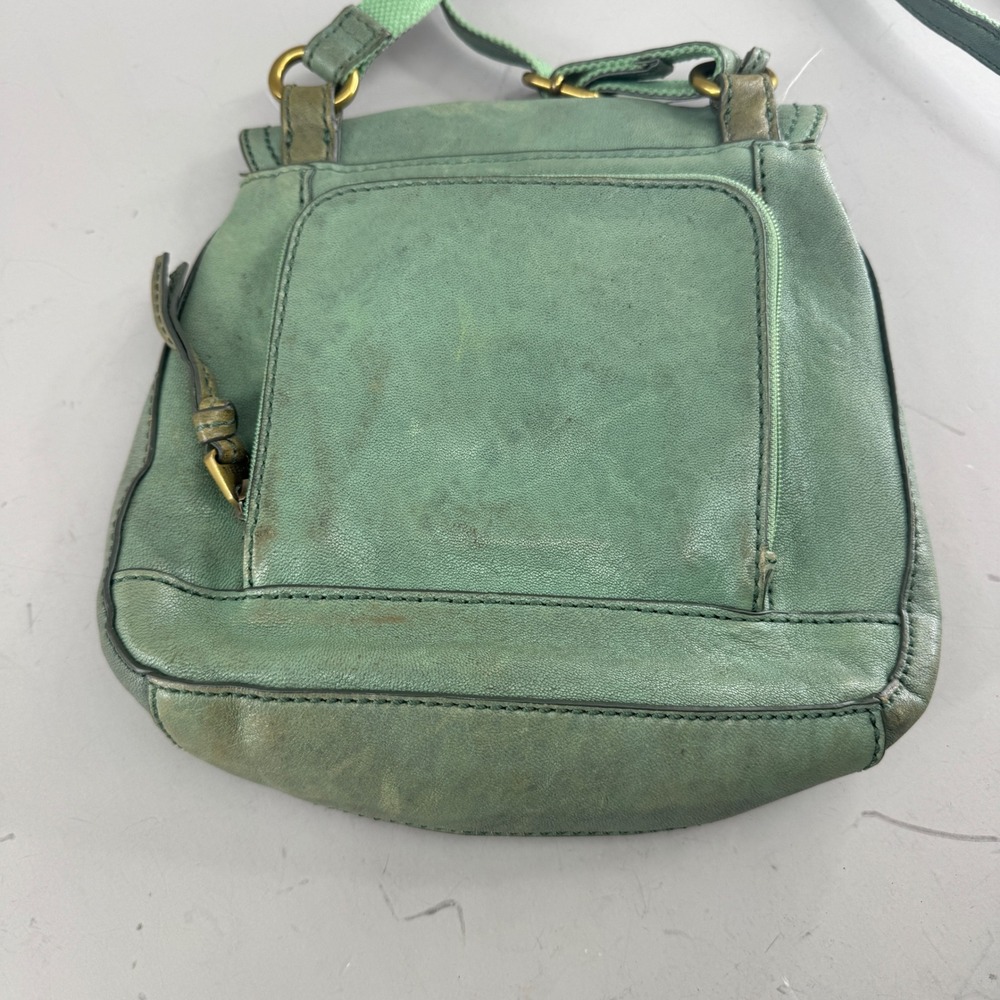Fossil Women Lamb Leather Crossbody Bag Turnlock Key Charm Sage Green 7091 - Picture 3 of 11